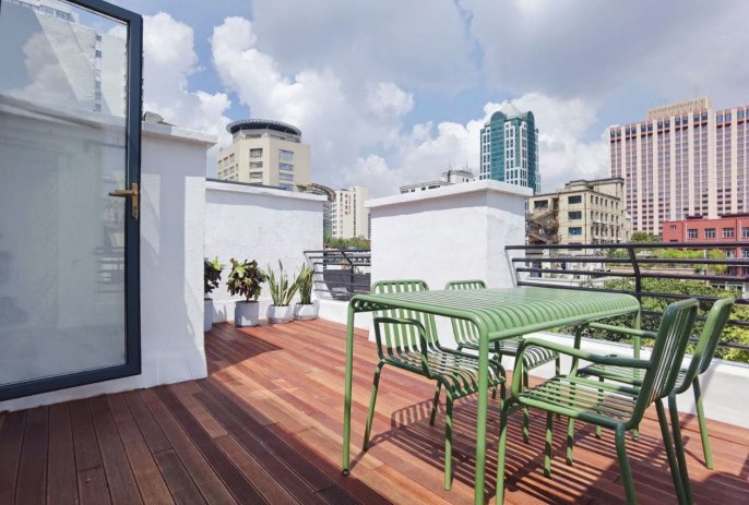 Nordic 2BR 2BA Historical Apt w/Terrace nr Changshu Rd Station